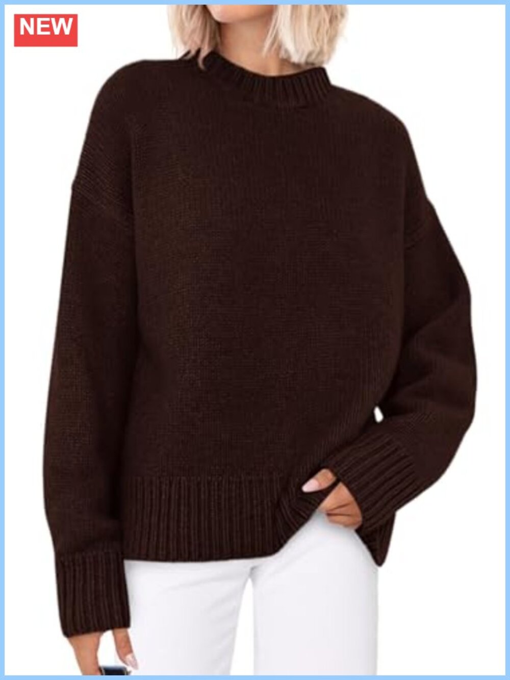 Oversized Rollneck Sweater Ribbed Knit Drop Shoulder Pullover